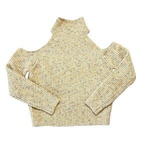 Womens Astr the Label Tan Cold Shoulder Mock Neck Wool Blend Sweater Size Medium